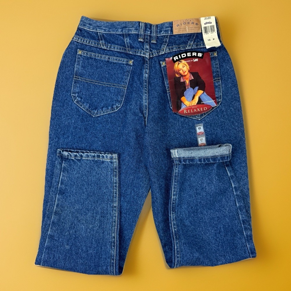 VTG 90s Y2K Lee Riders Relaxed Mom Jeans Super High Rise‎ Tapered NWT Dark 10P